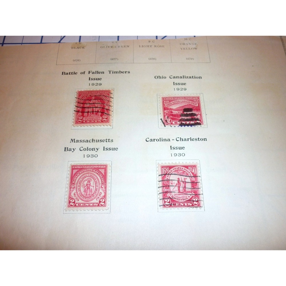 Vintage 1929-1930 US Postage Stamp Collection 2 Cent Commemorative 4 Stamps